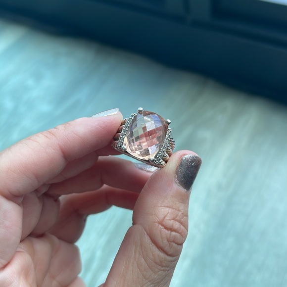 David Yurman Wheaton® Ring in Sterling Silver, Morganite & Pavé Diamonds - Picture 7 of 10